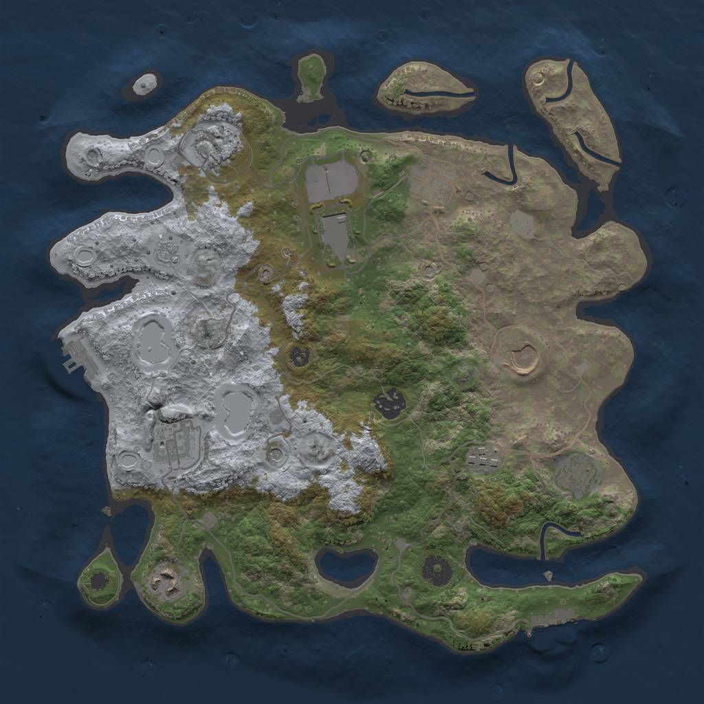 Rust Map: Procedural Map, Size: 3500, Seed: 371706036, 16 Monuments