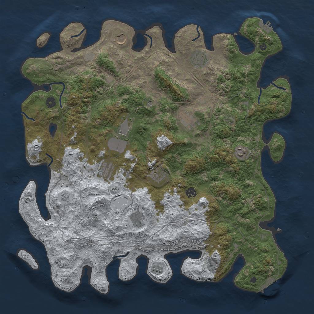 Rust Map: Procedural Map, Size: 4500, Seed: 3, 19 Monuments