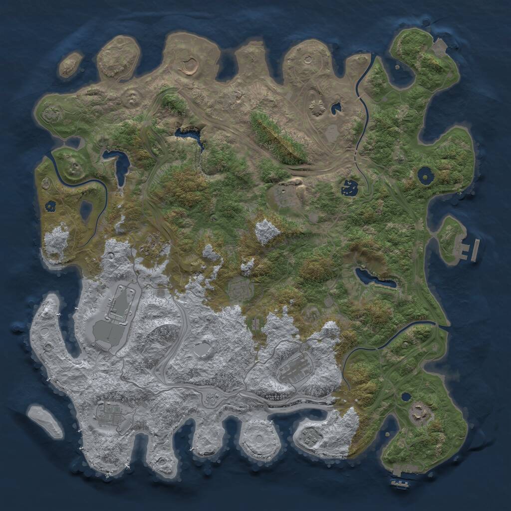 Rust Map: Procedural Map, Size: 4500, Seed: 3, 16 Monuments