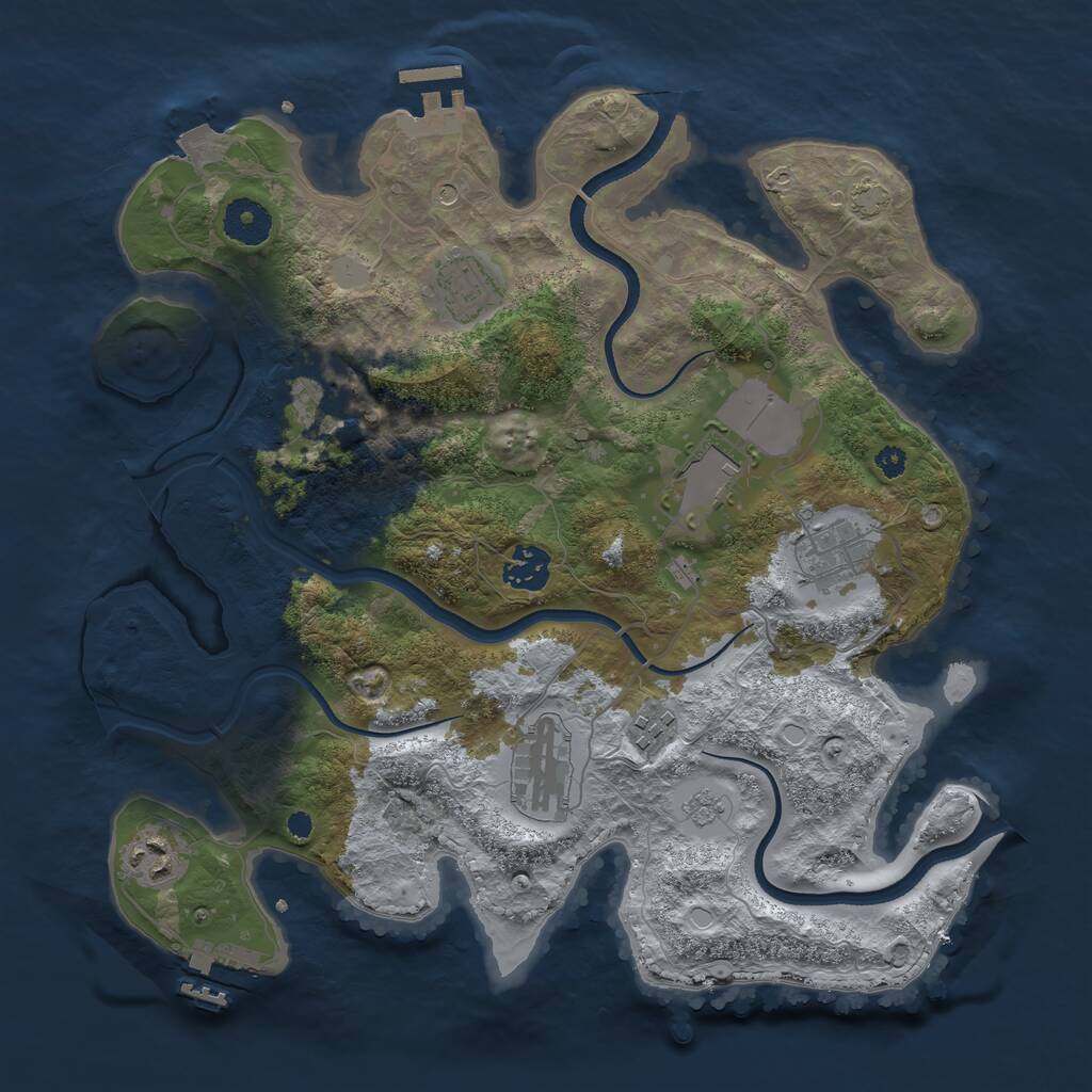Rust Map: Procedural Map, Size: 3500, Seed: 1977572447, 14 Monuments