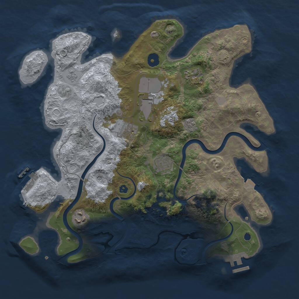 Rust Map: Procedural Map, Size: 3500, Seed: 331902468, 12 Monuments