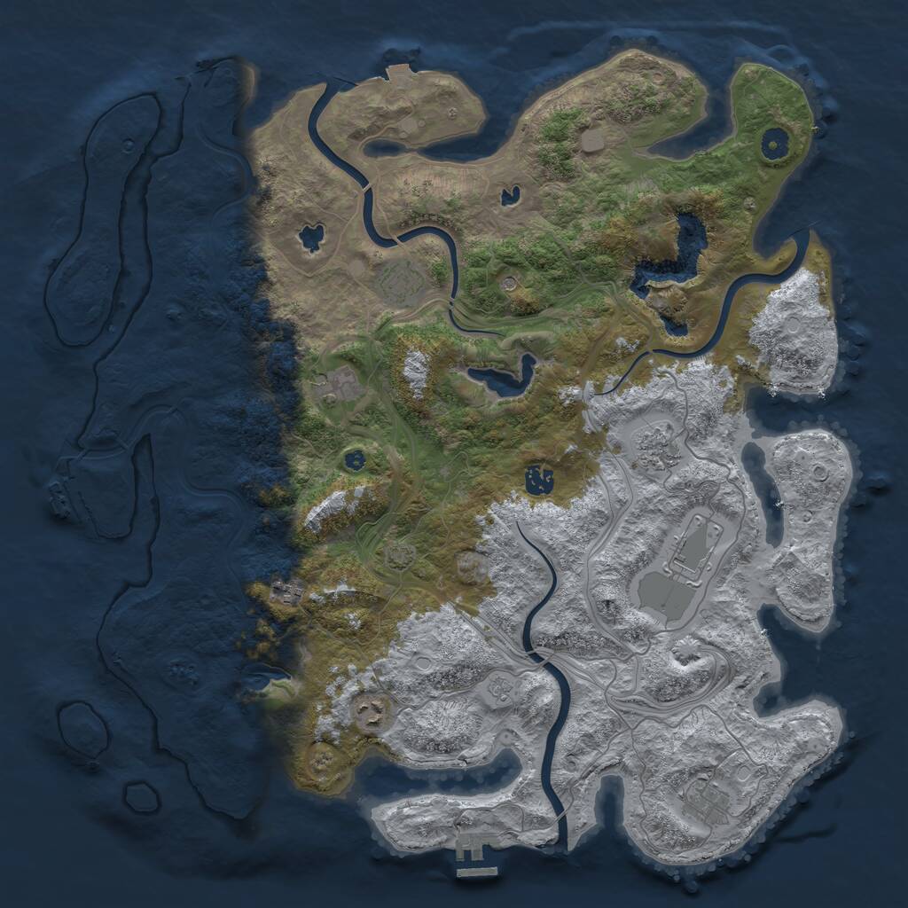 Rust Map: Procedural Map, Size: 4500, Seed: 1384388005, 14 Monuments