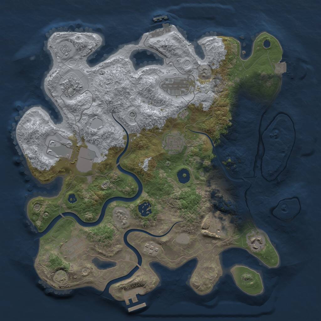Rust Map: Procedural Map, Size: 3500, Seed: 1908518185, 15 Monuments