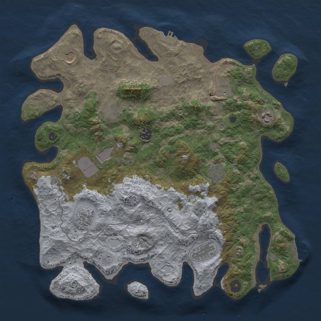 Rust Map: Procedural Map, Size: 4000, Seed: 828628, 17 Monuments