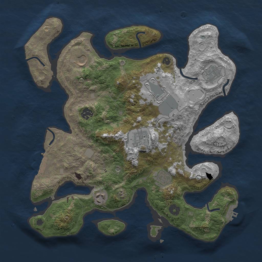 Rust Map: Procedural Map, Size: 3500, Seed: 1330450515, 16 Monuments