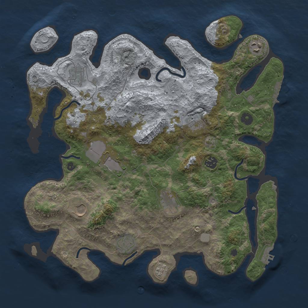 Rust Map: Procedural Map, Size: 3800, Seed: 1234, 16 Monuments