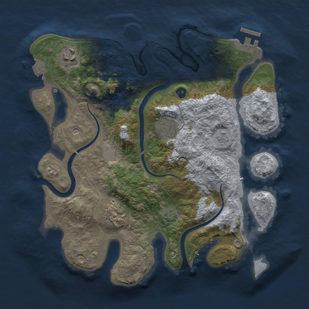 Rust Map: Procedural Map, Size: 3000, Seed: 326, 8 Monuments