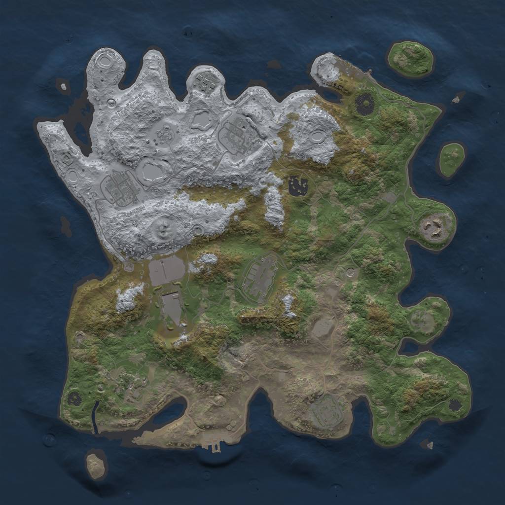 Rust Map: Procedural Map, Size: 3600, Seed: 730235199, 16 Monuments