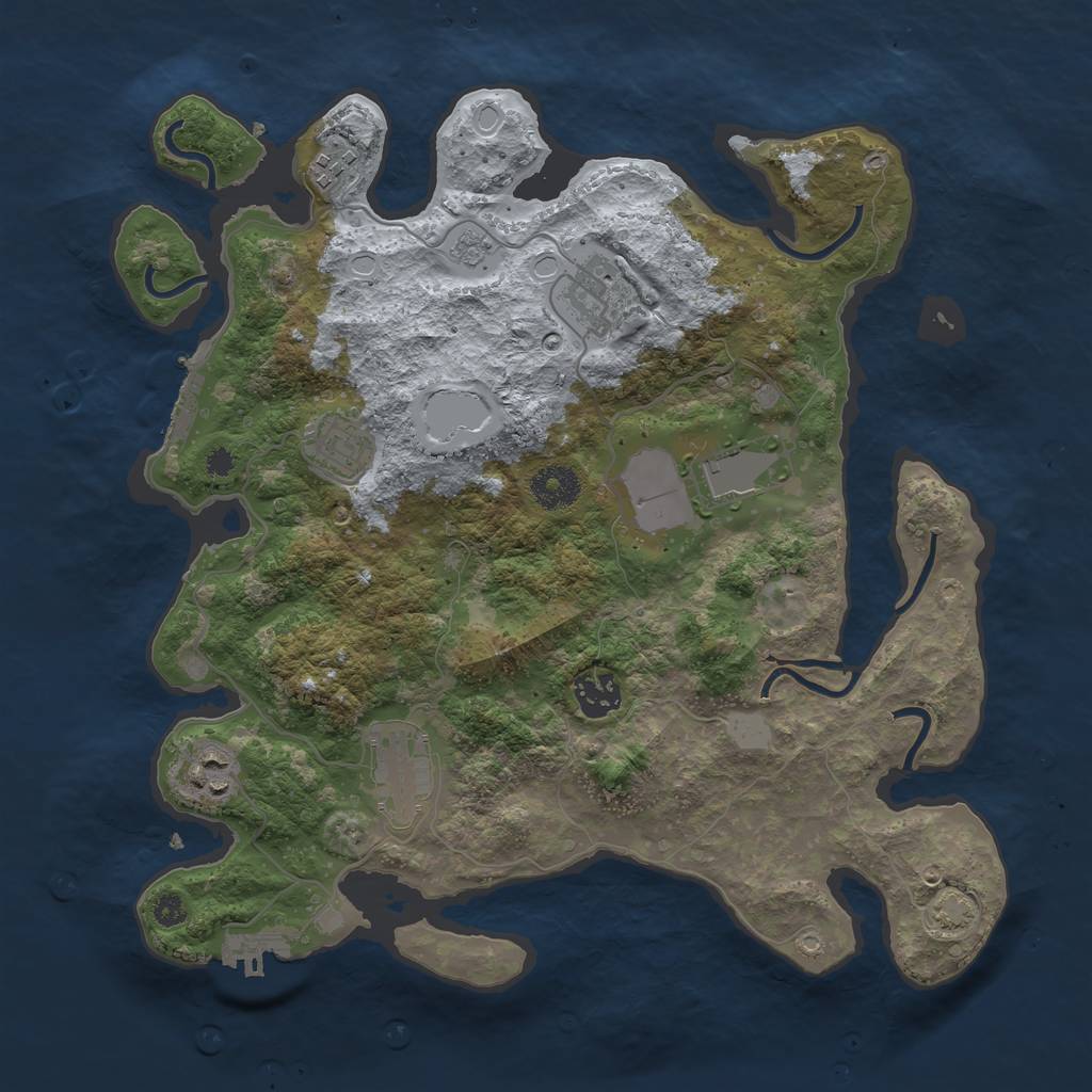 Rust Map: Procedural Map, Size: 3500, Seed: 102775663, 14 Monuments