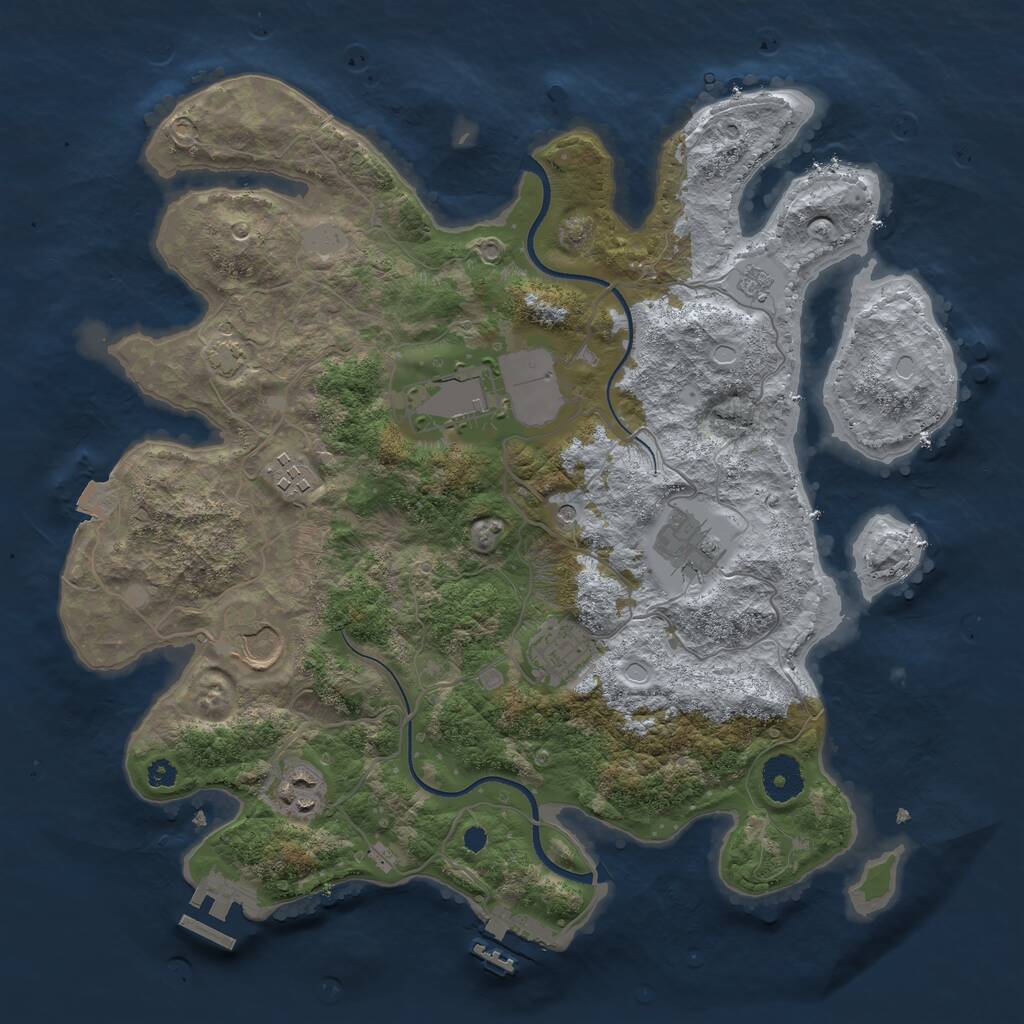 Rust Map: Procedural Map, Size: 3500, Seed: 4885, 12 Monuments
