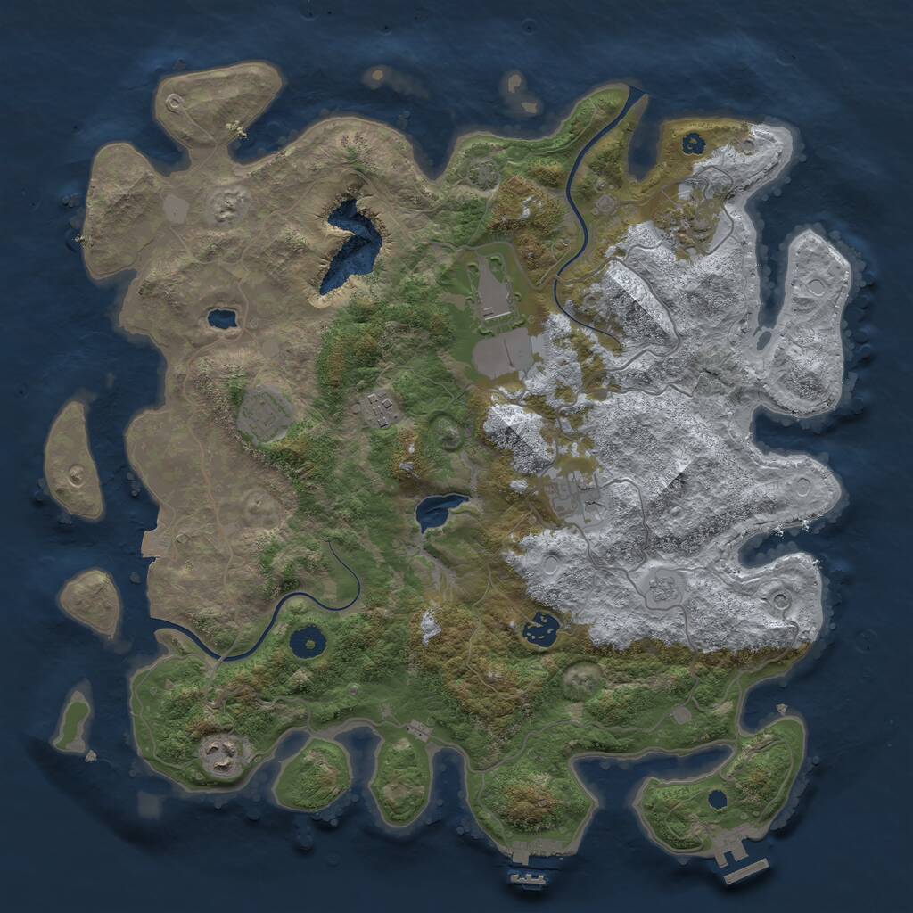 Rust Map: Procedural Map, Size: 4000, Seed: 632635, 13 Monuments