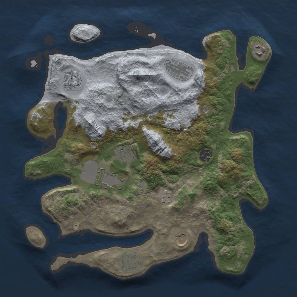 Rust Map: Barren, Size: 3500, Seed: 22, 12 Monuments