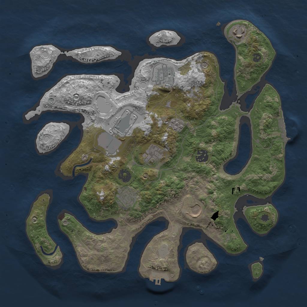 Rust Map: Procedural Map, Size: 3500, Seed: 35146846, 16 Monuments
