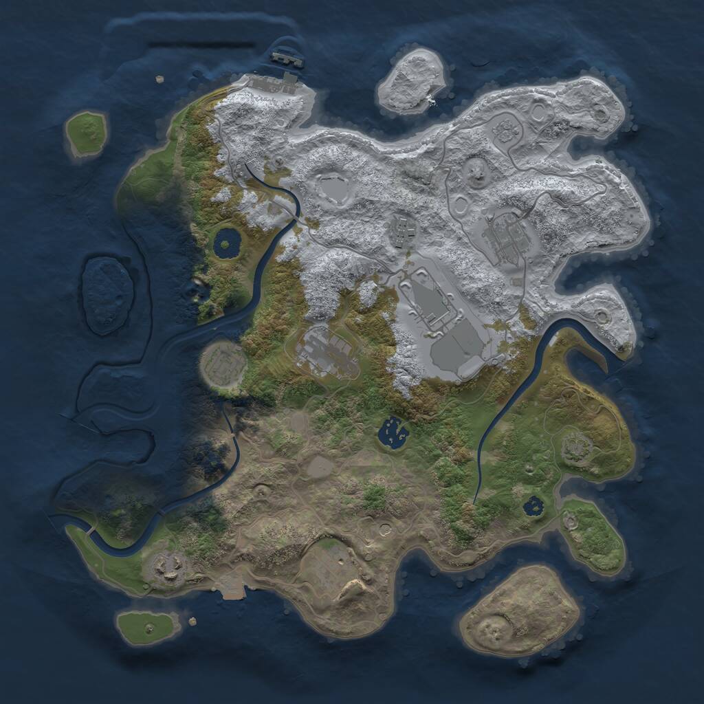 Rust Map: Procedural Map, Size: 3550, Seed: 51536, 13 Monuments