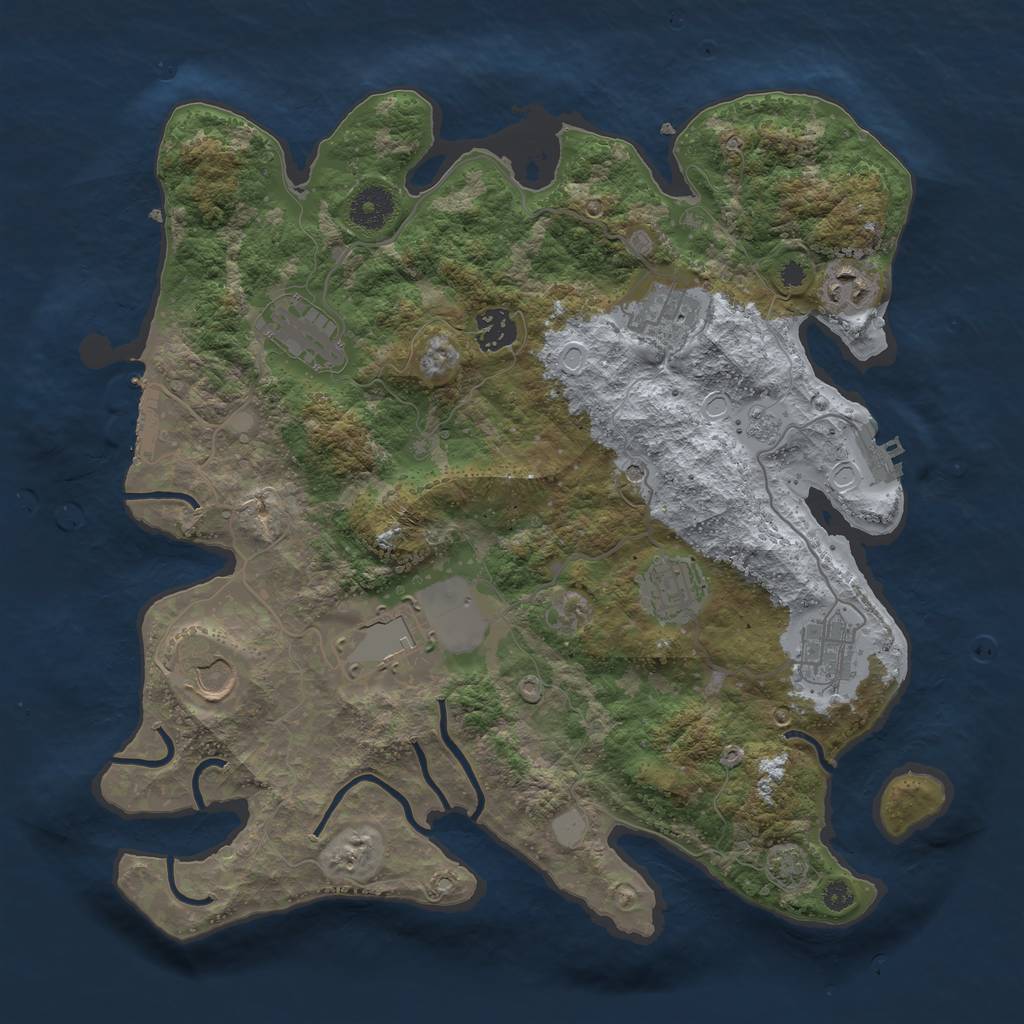 Rust Map: Procedural Map, Size: 3600, Seed: 1571827291, 16 Monuments