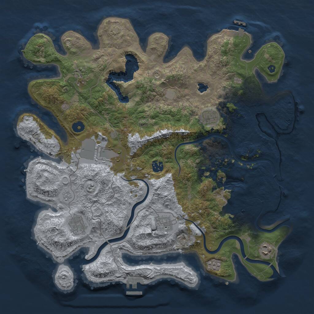 Rust Map: Procedural Map, Size: 4000, Seed: 893174, 14 Monuments