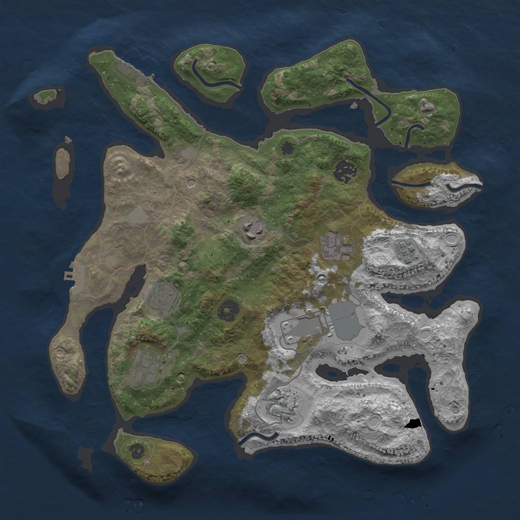Rust Map: Procedural Map, Size: 3550, Seed: 349422, 16 Monuments