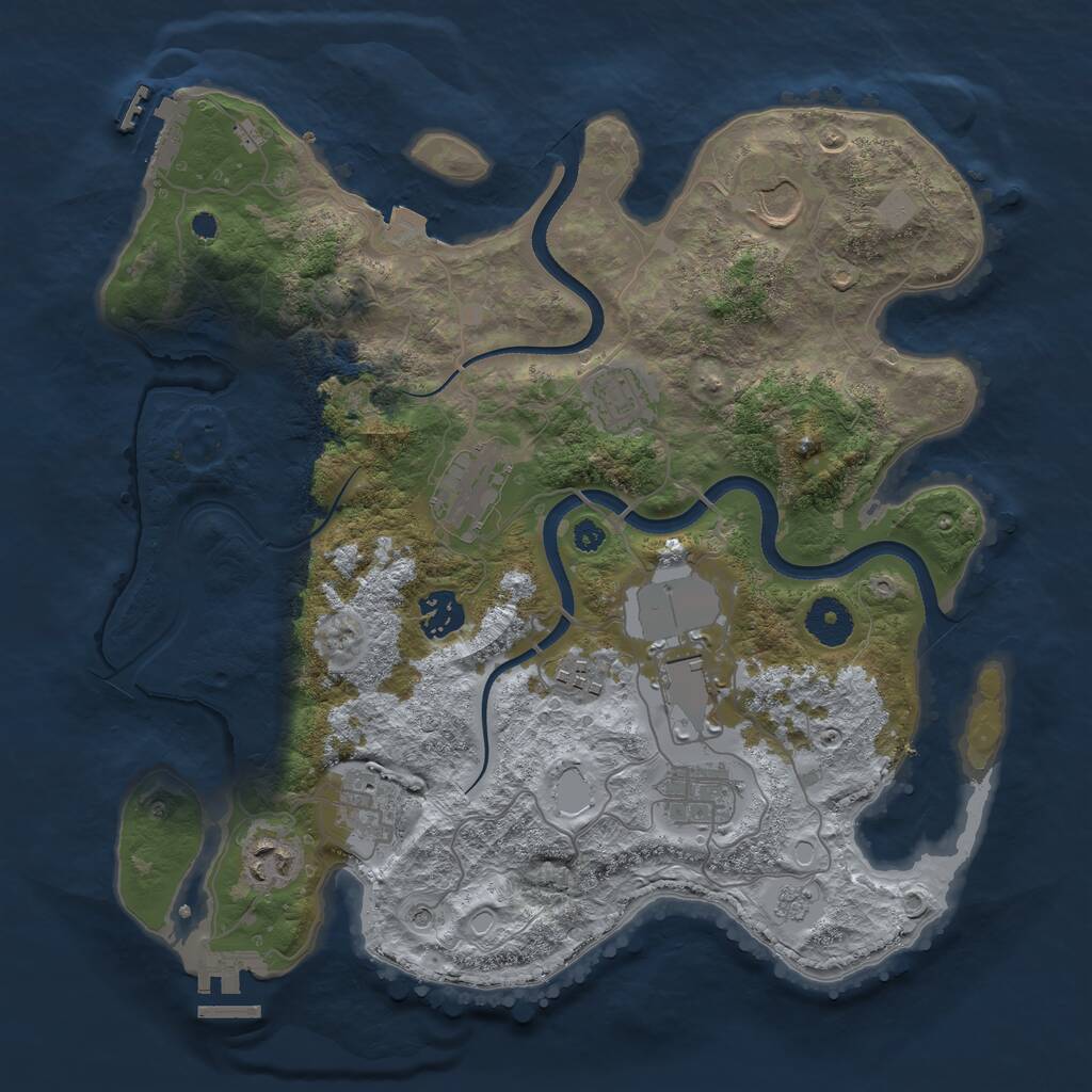 Rust Map: Procedural Map, Size: 3500, Seed: 183027344, 15 Monuments