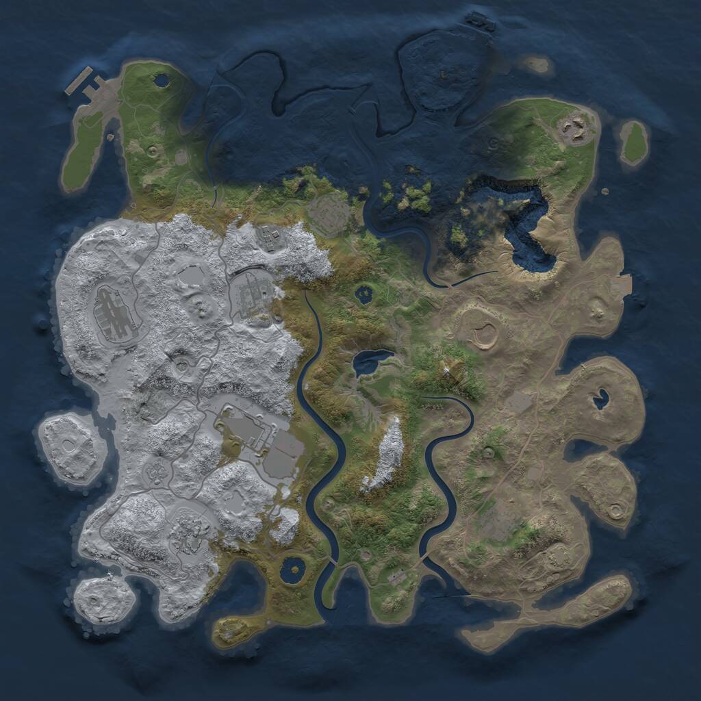 Rust Map: Procedural Map, Size: 4000, Seed: 45322345, 15 Monuments