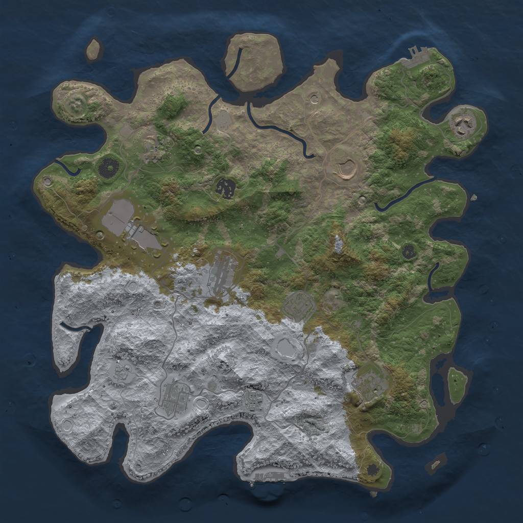 Rust Map: Procedural Map, Size: 3900, Seed: 33, 17 Monuments