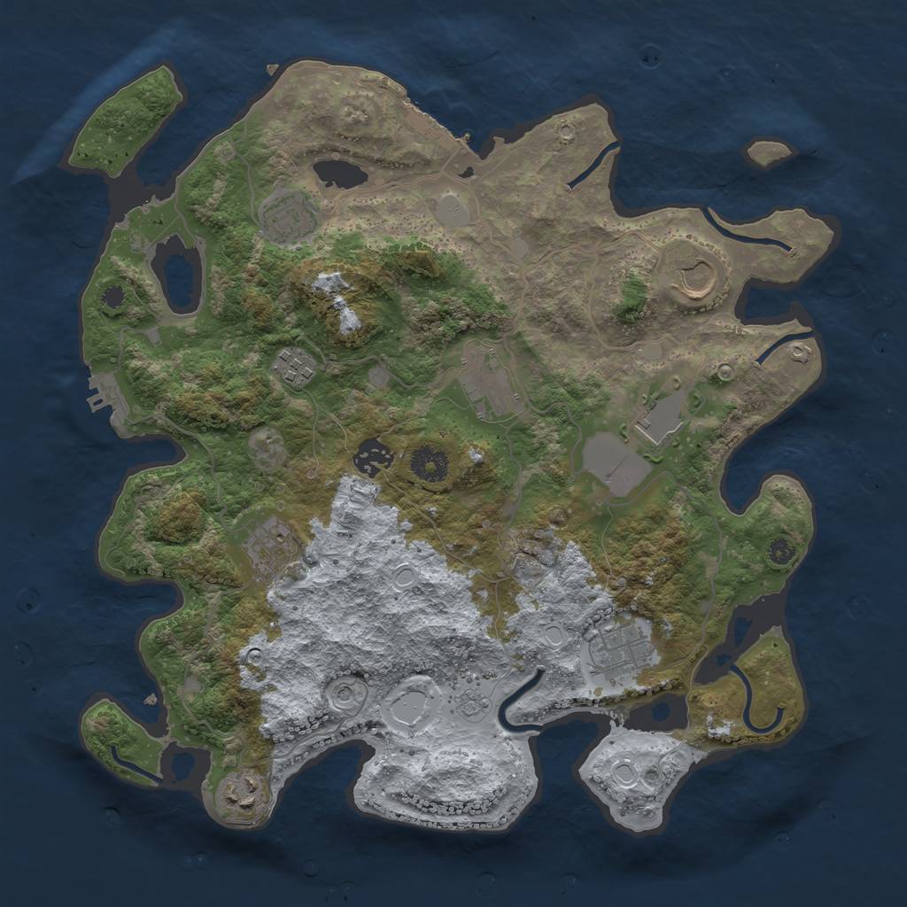 Rust Map: Procedural Map, Size: 3600, Seed: 1846972878, 16 Monuments