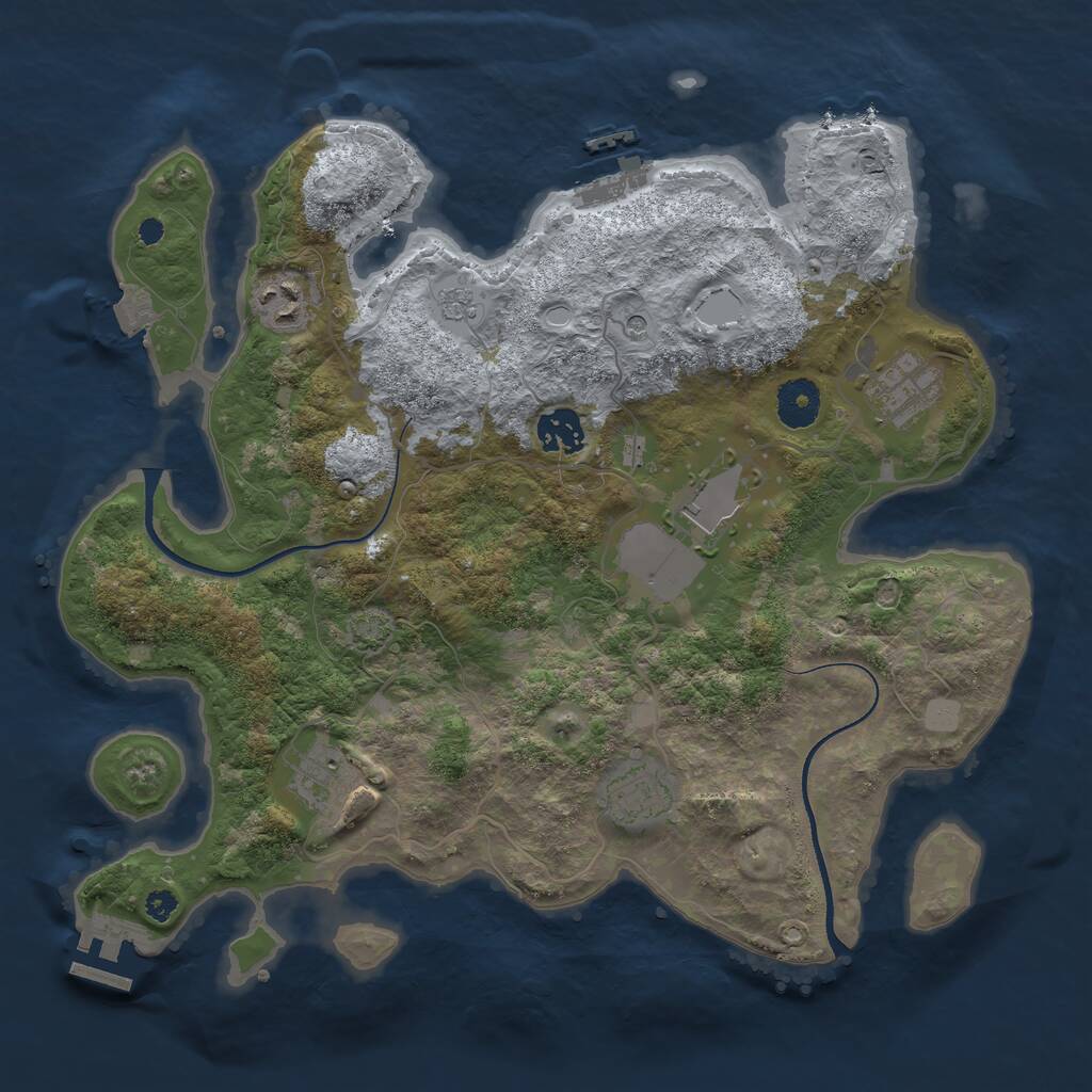 Rust Map: Procedural Map, Size: 3500, Seed: 78362495, 12 Monuments