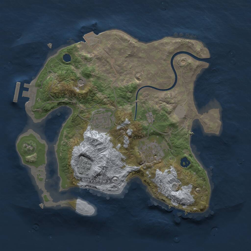 Rust Map: Procedural Map, Size: 2500, Seed: 1840694146, 6 Monuments