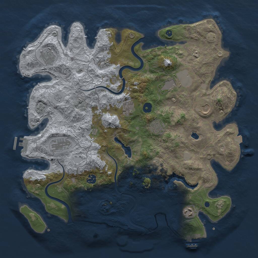 Rust Map: Procedural Map, Size: 4000, Seed: 970563, 16 Monuments