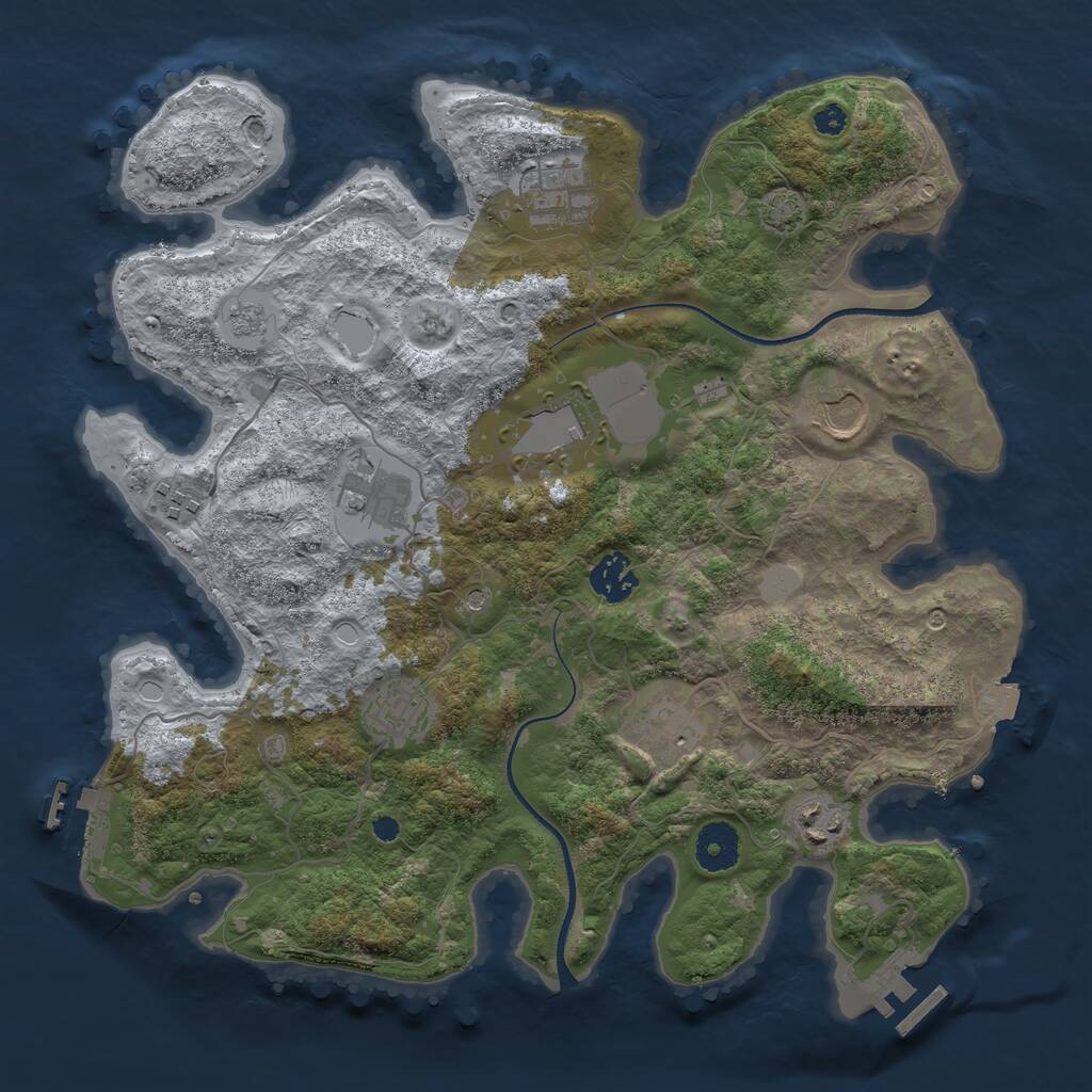 Rust Map: Procedural Map, Size: 3500, Seed: 545399, 15 Monuments
