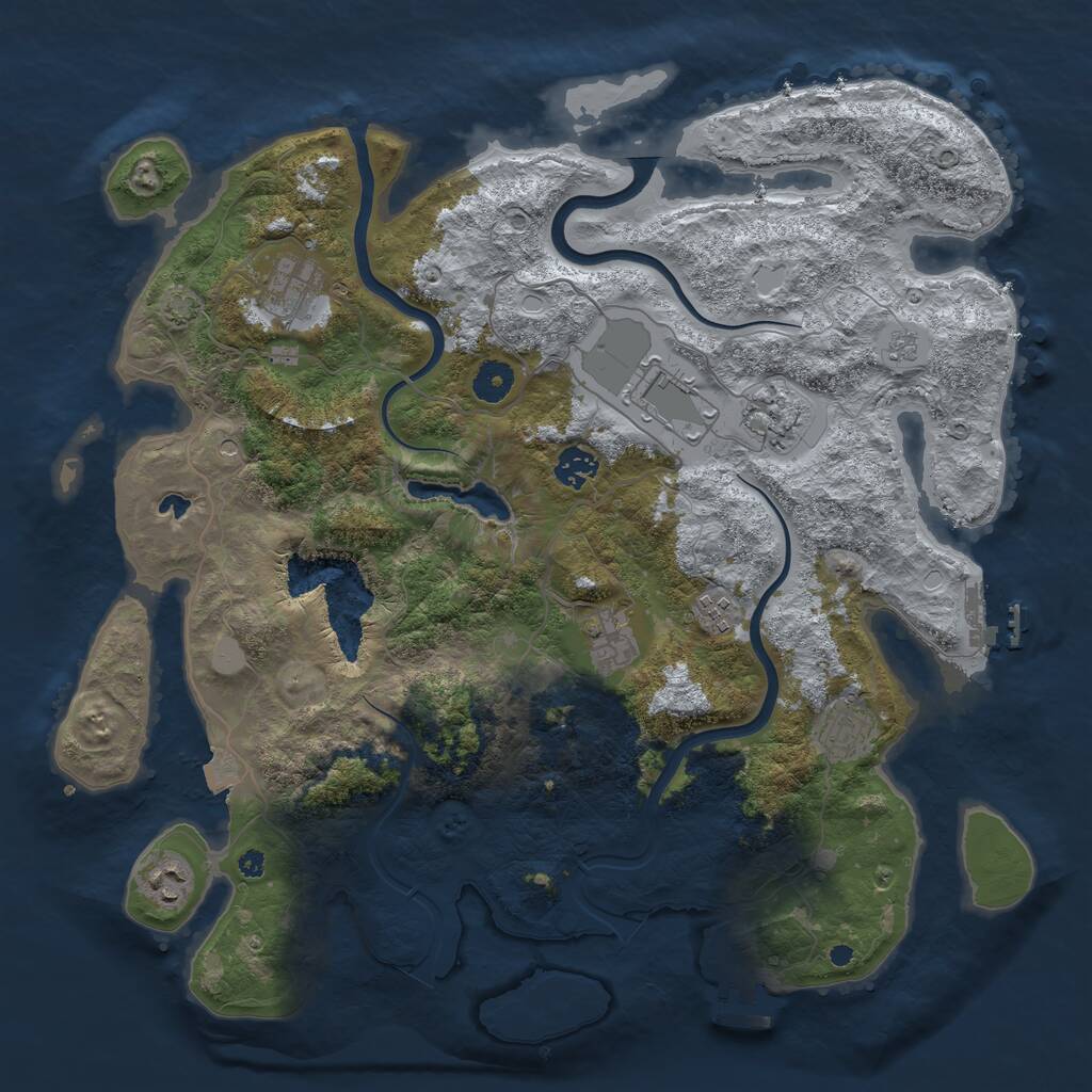 Rust Map: Procedural Map, Size: 4000, Seed: 8007663, 14 Monuments