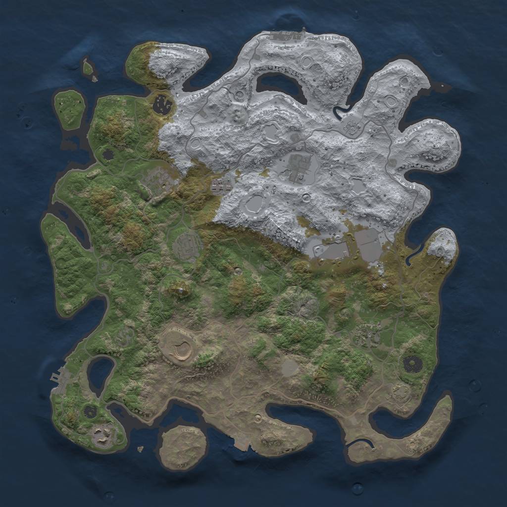 Rust Map: Procedural Map, Size: 4000, Seed: 7000, 17 Monuments