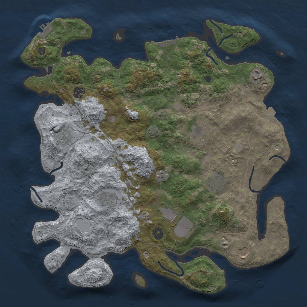 Rust Map: Procedural Map, Size: 4000, Seed: 1802, 17 Monuments