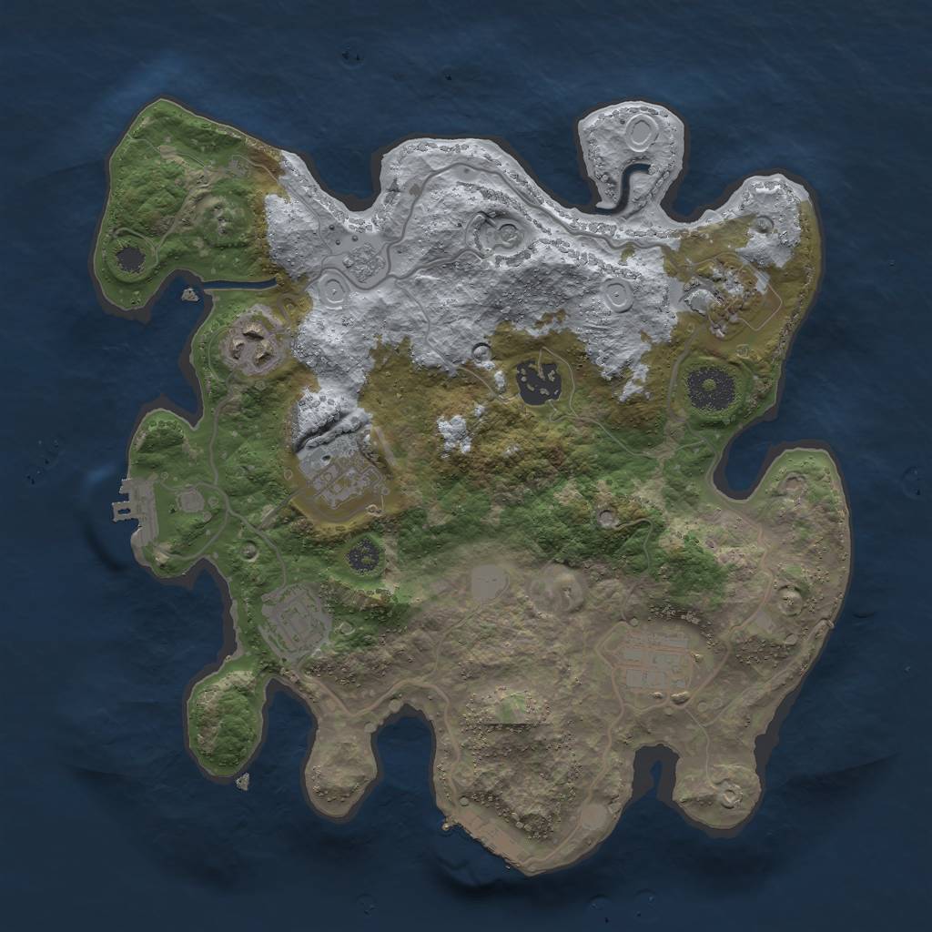 Rust Map: Procedural Map, Size: 3000, Seed: 1857057650, 13 Monuments