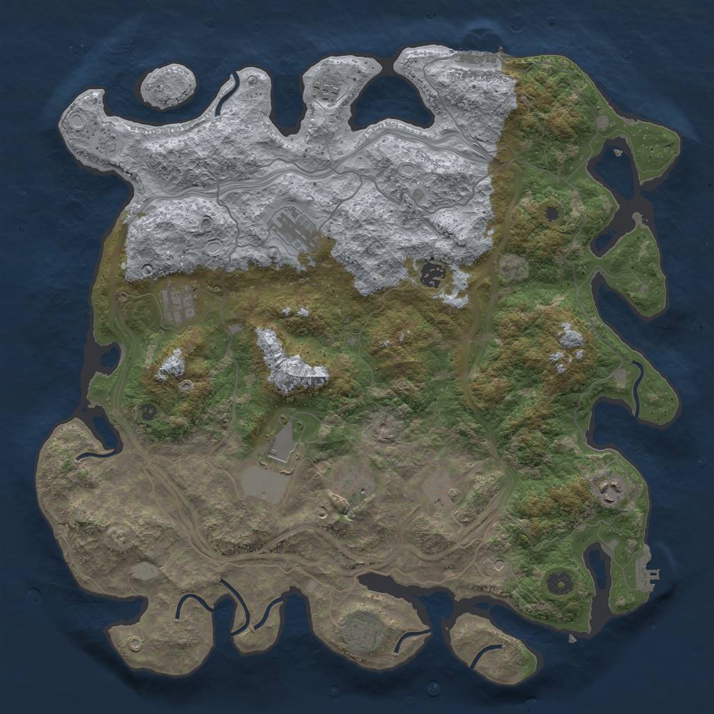 Rust Map: Procedural Map, Size: 4250, Seed: 30072, 16 Monuments