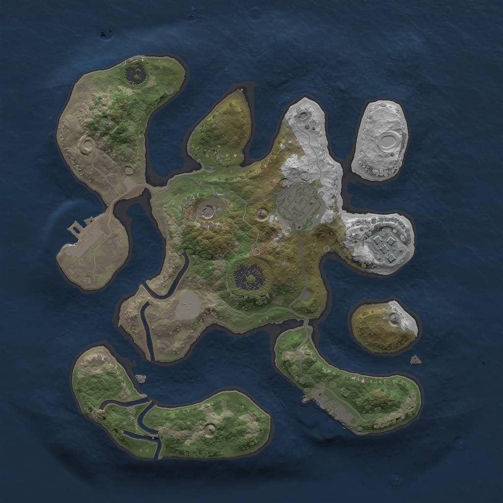 Rust Map: Procedural Map, Size: 2500, Seed: 357951456, 10 Monuments