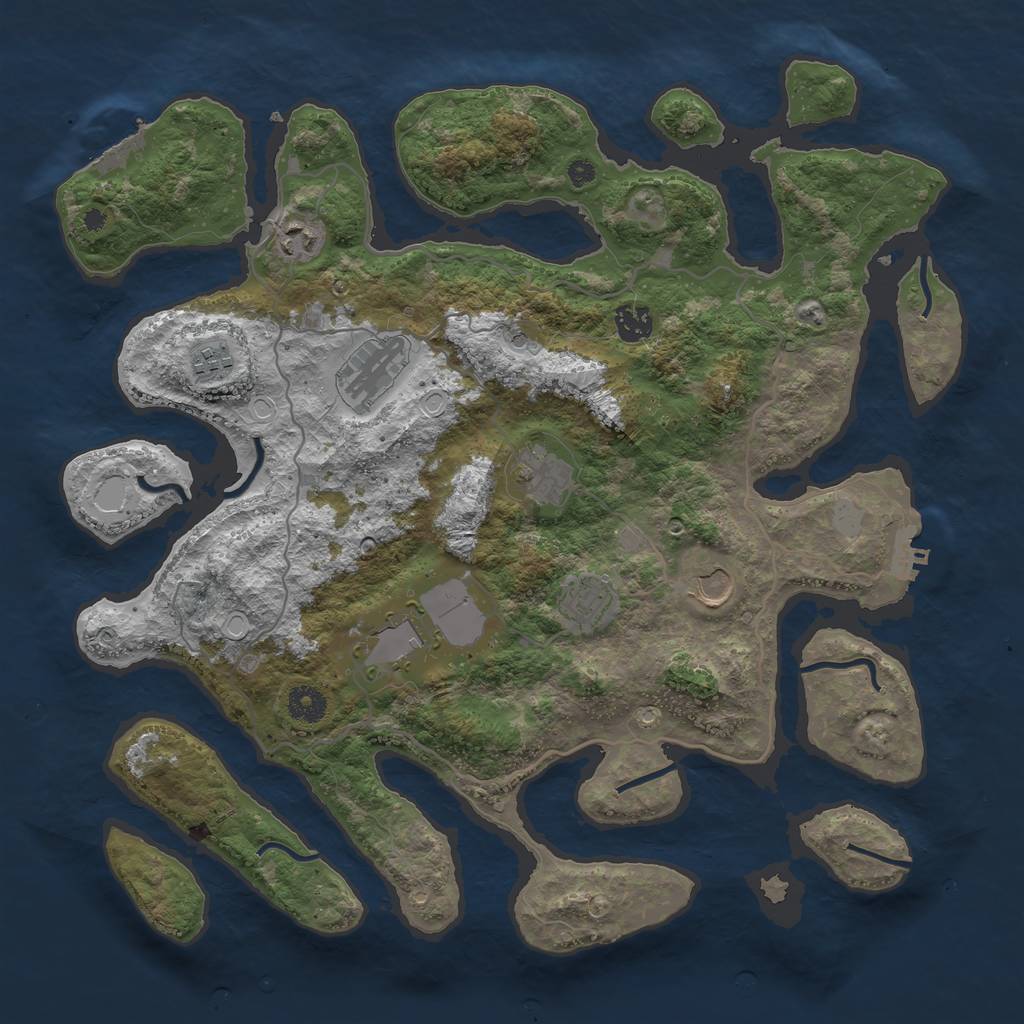 Rust Map: Procedural Map, Size: 4000, Seed: 717256343, 16 Monuments