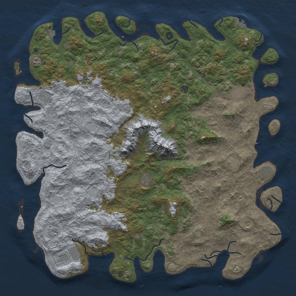 Rust Map: Procedural Map, Size: 6000, Seed: 74781384, 19 Monuments