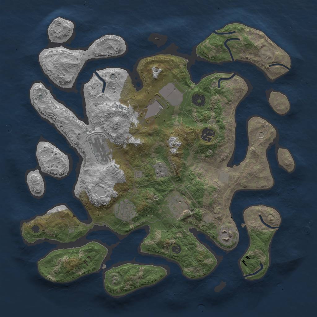 Rust Map: Procedural Map, Size: 3550, Seed: 689044, 13 Monuments