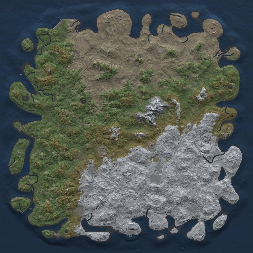 Rust Map: Procedural Map, Size: 6000, Seed: 734218773, 18 Monuments