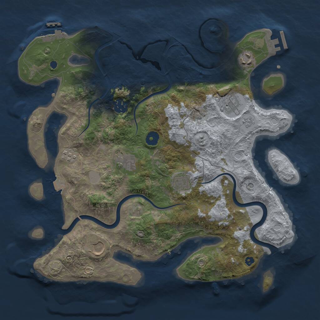Rust Map: Procedural Map, Size: 3500, Seed: 916135333, 13 Monuments