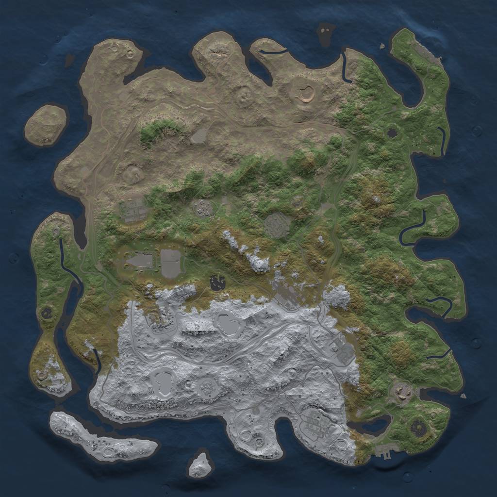 Rust Map: Procedural Map, Size: 4500, Seed: 45282442, 18 Monuments