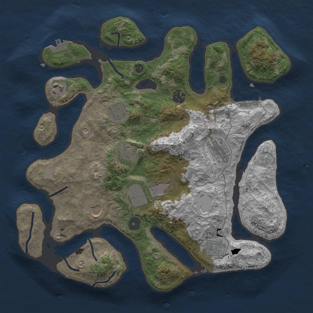 Rust Map: Procedural Map, Size: 3700, Seed: 949376769, 16 Monuments