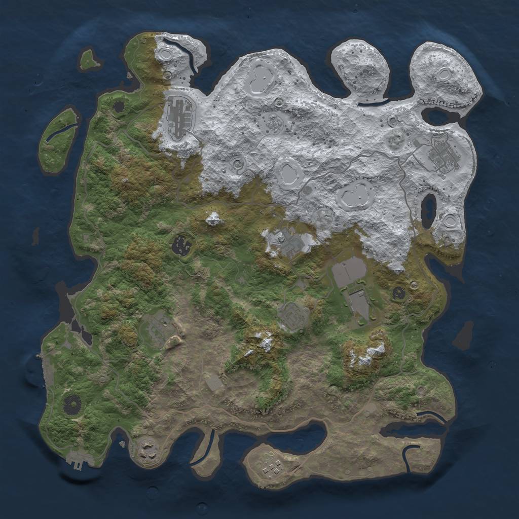 Rust Map: Procedural Map, Size: 4000, Seed: 991639, 18 Monuments