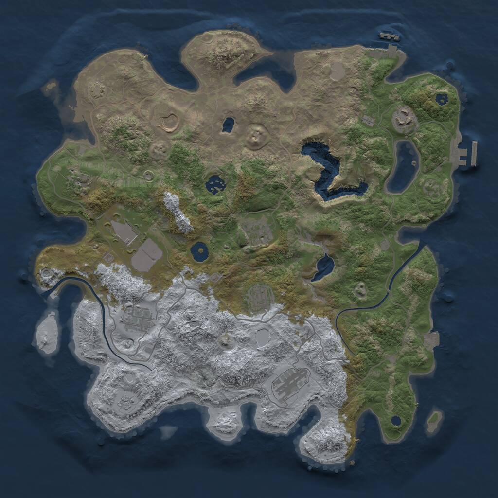 Rust Map: Procedural Map, Size: 4000, Seed: 233145, 14 Monuments
