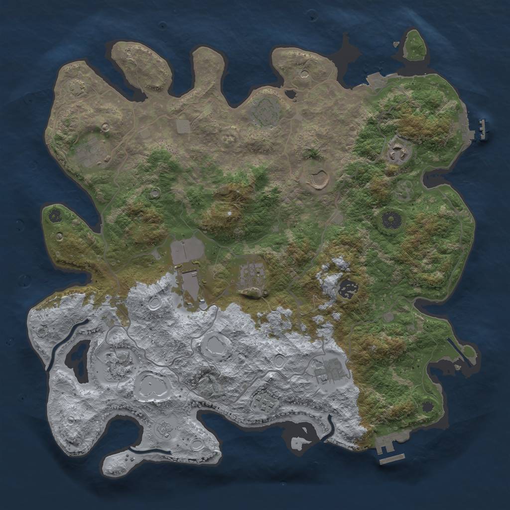 Rust Map: Procedural Map, Size: 4000, Seed: 438924, 18 Monuments