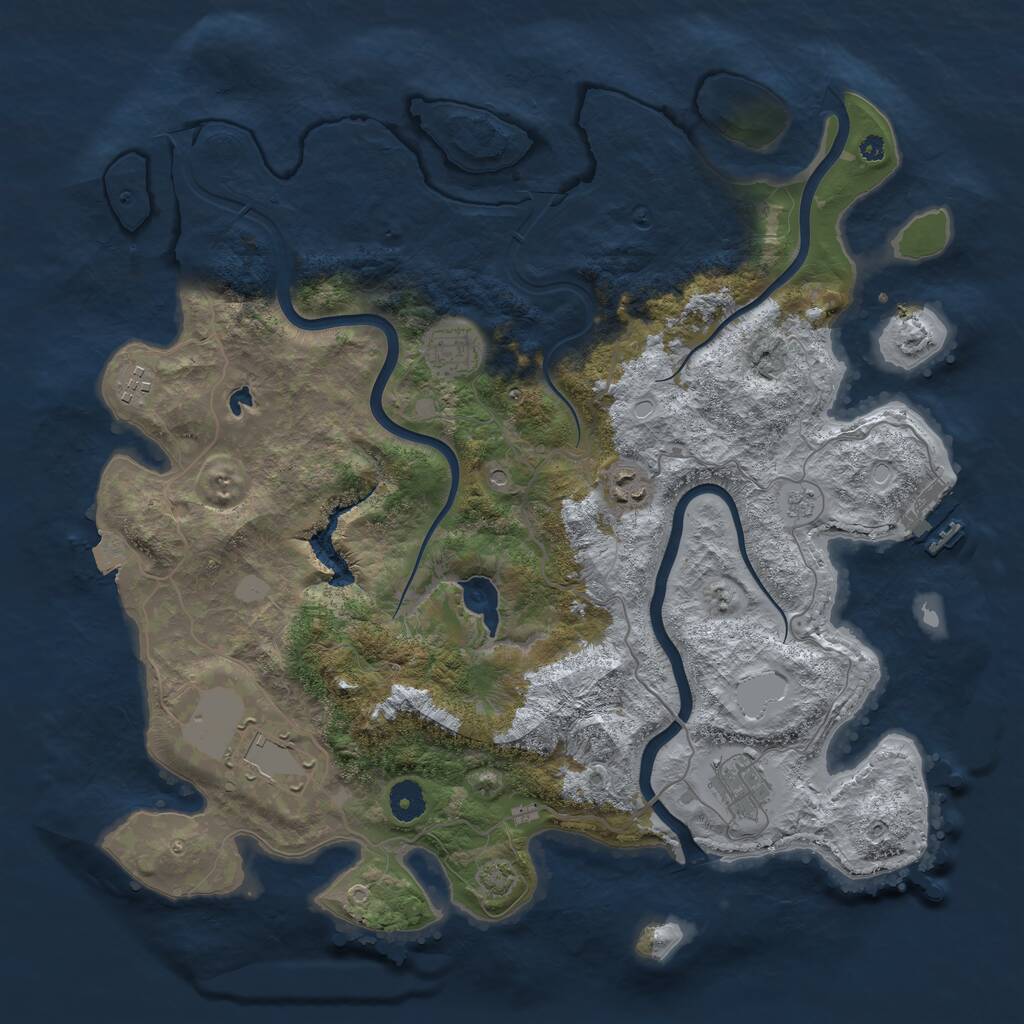 Rust Map: Procedural Map, Size: 4000, Seed: 714360, 10 Monuments