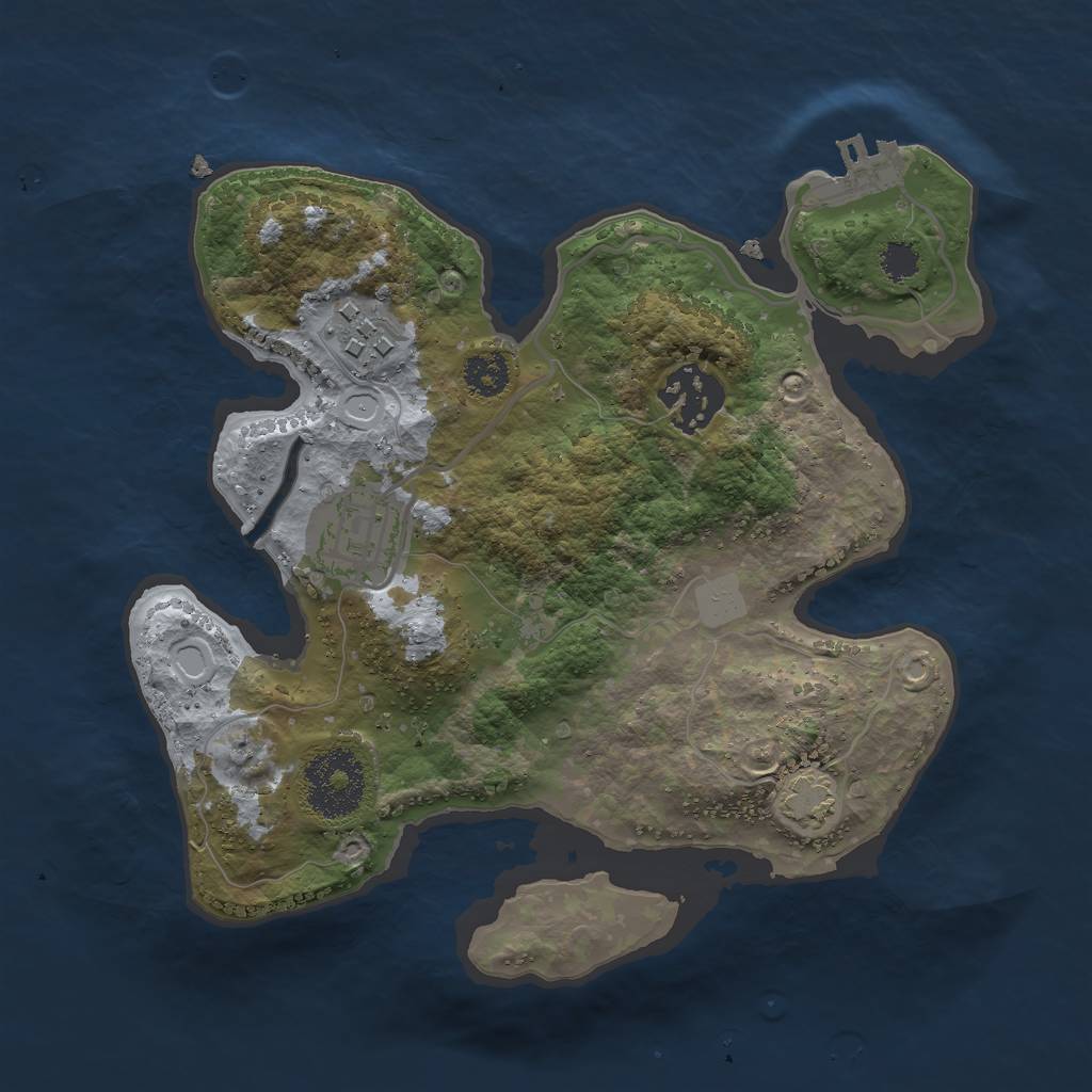 Rust Map: Procedural Map, Size: 2500, Seed: 1412106247, 8 Monuments
