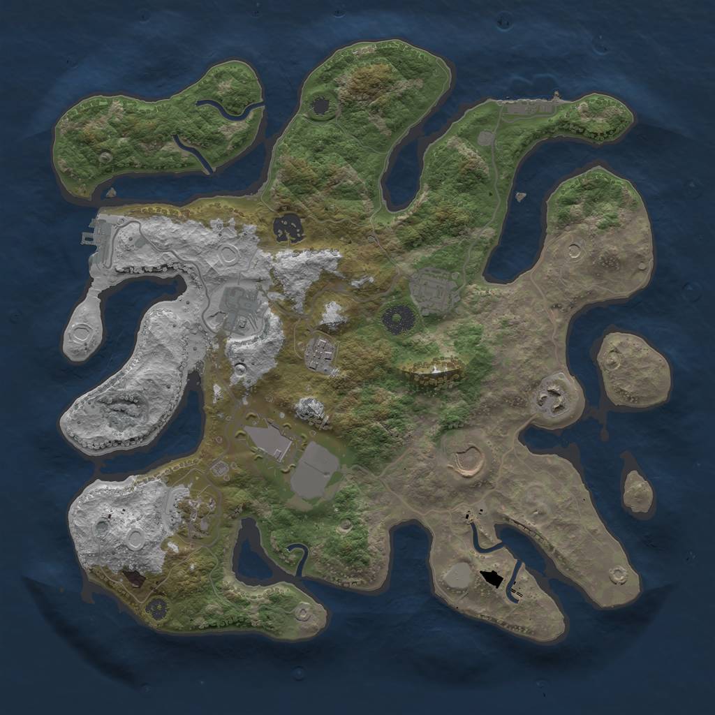 Rust Map: Procedural Map, Size: 3500, Seed: 178213, 16 Monuments