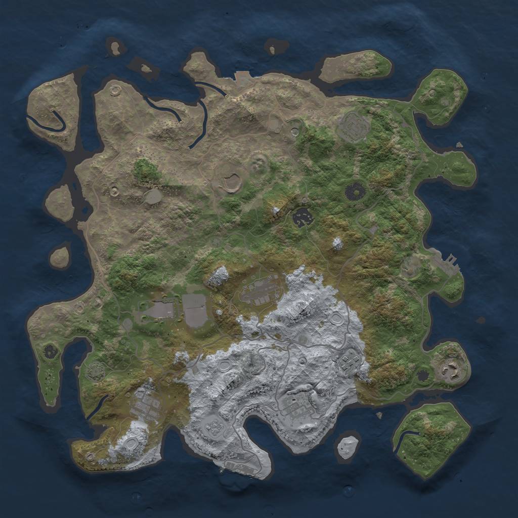 Rust Map: Procedural Map, Size: 4000, Seed: 664283, 17 Monuments