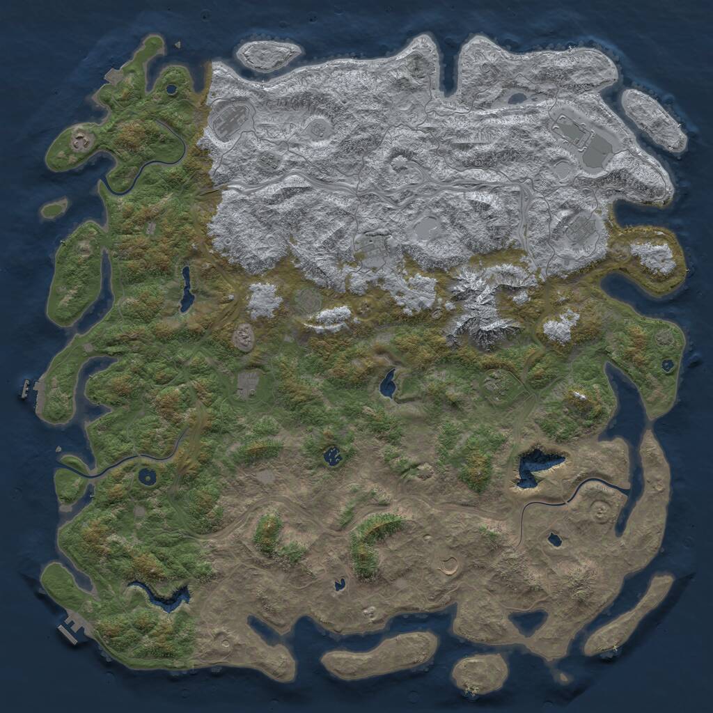 Rust Map: Procedural Map, Size: 6000, Seed: 86743266, 17 Monuments